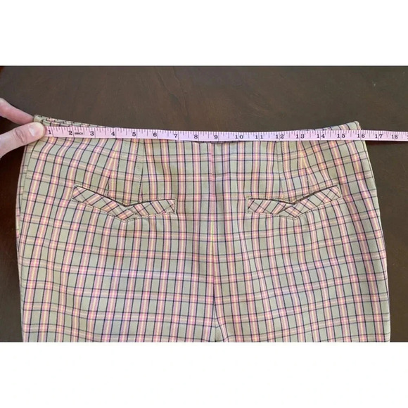 Anthropologie Essential Slim Pant Pink Tan Plaid Trouser Size 10 Career Work - Picture 9 of 14